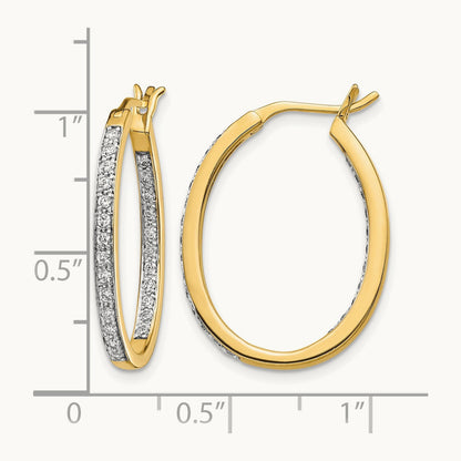 In/Out Hoop Earrings, 0.50 ct tw Lab-Grown Diamond — 14K Yellow Gold