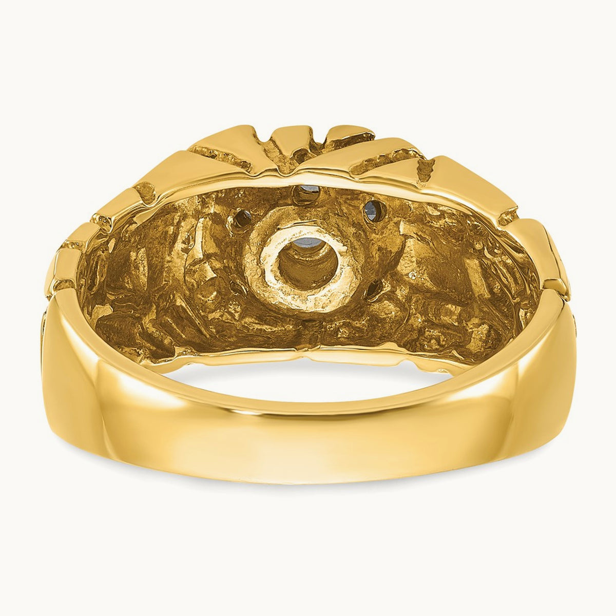 14ktt IBGoodman Men's Polish/Nugget Texture Round Dia Cluster Ring