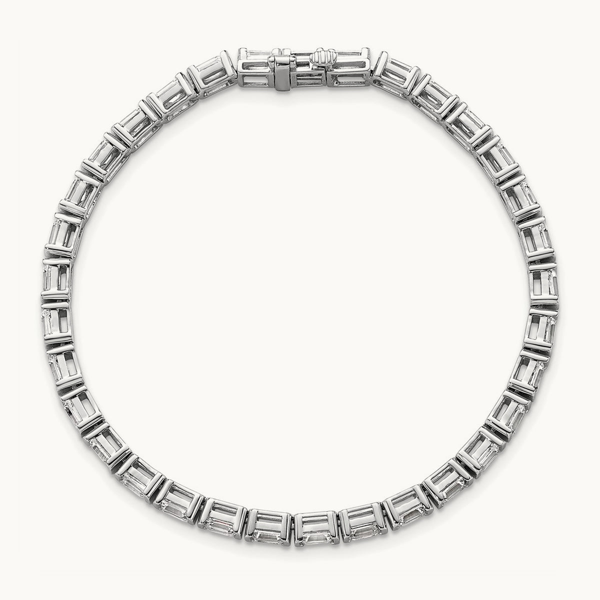 Emerald Bezel Tennis Bracelet, 7.50 ct tw Lab-Grown Diamond — 14K White Gold