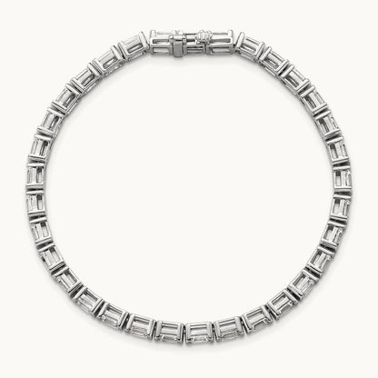 Emerald Bezel Tennis Bracelet, 7.50 ct tw Lab-Grown Diamond — 14K White Gold