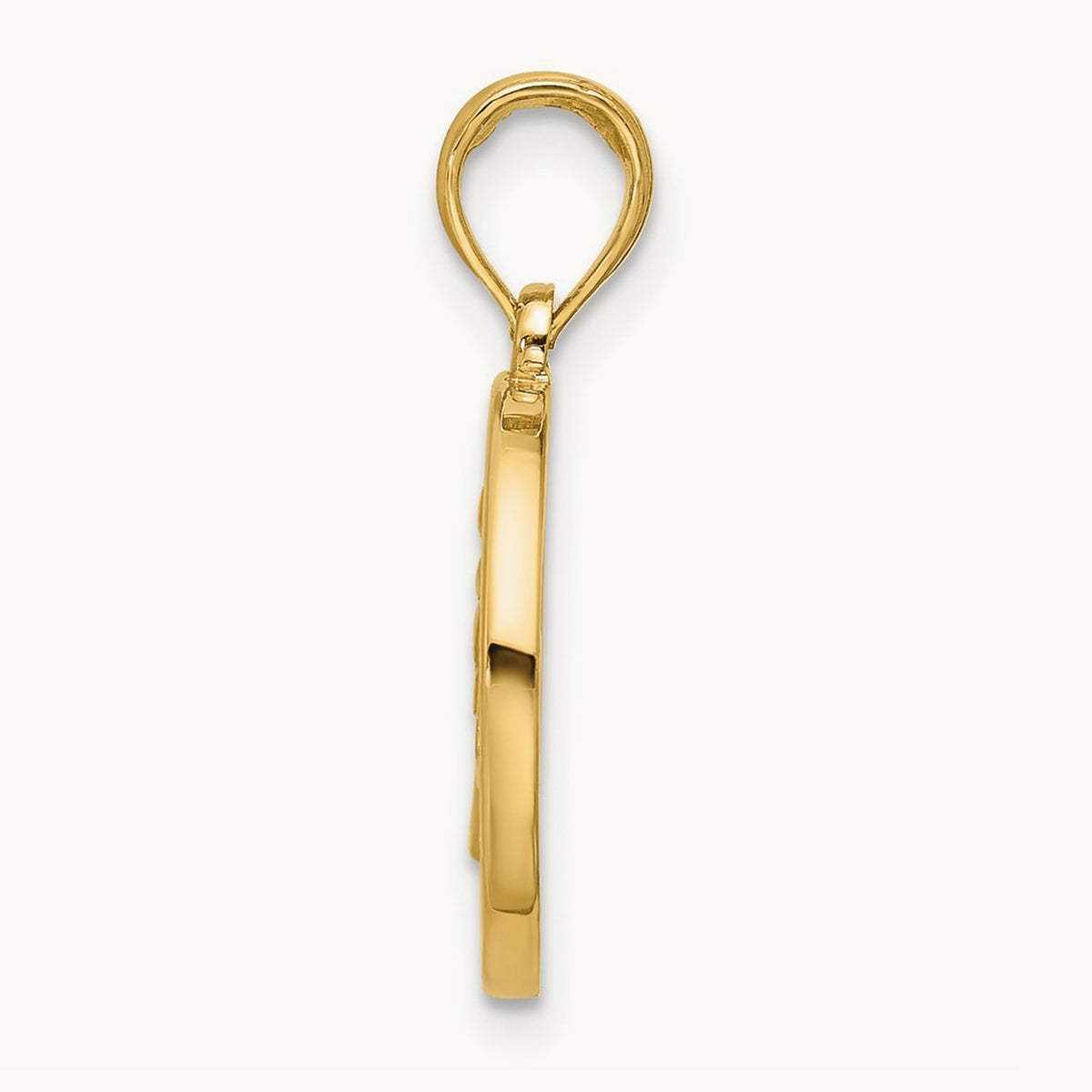 Polished Round Leo Pendant, 14K
