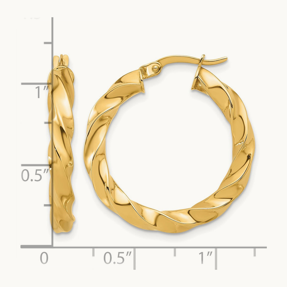 Polished Twisted Hoop Earrings, 14K — Leslie's