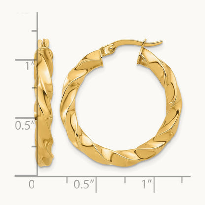 Polished Twisted Hoop Earrings, 14K — Leslie's