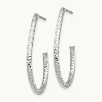 Polished Diamond-cut Post Dangle Earrings — 14K White Gold