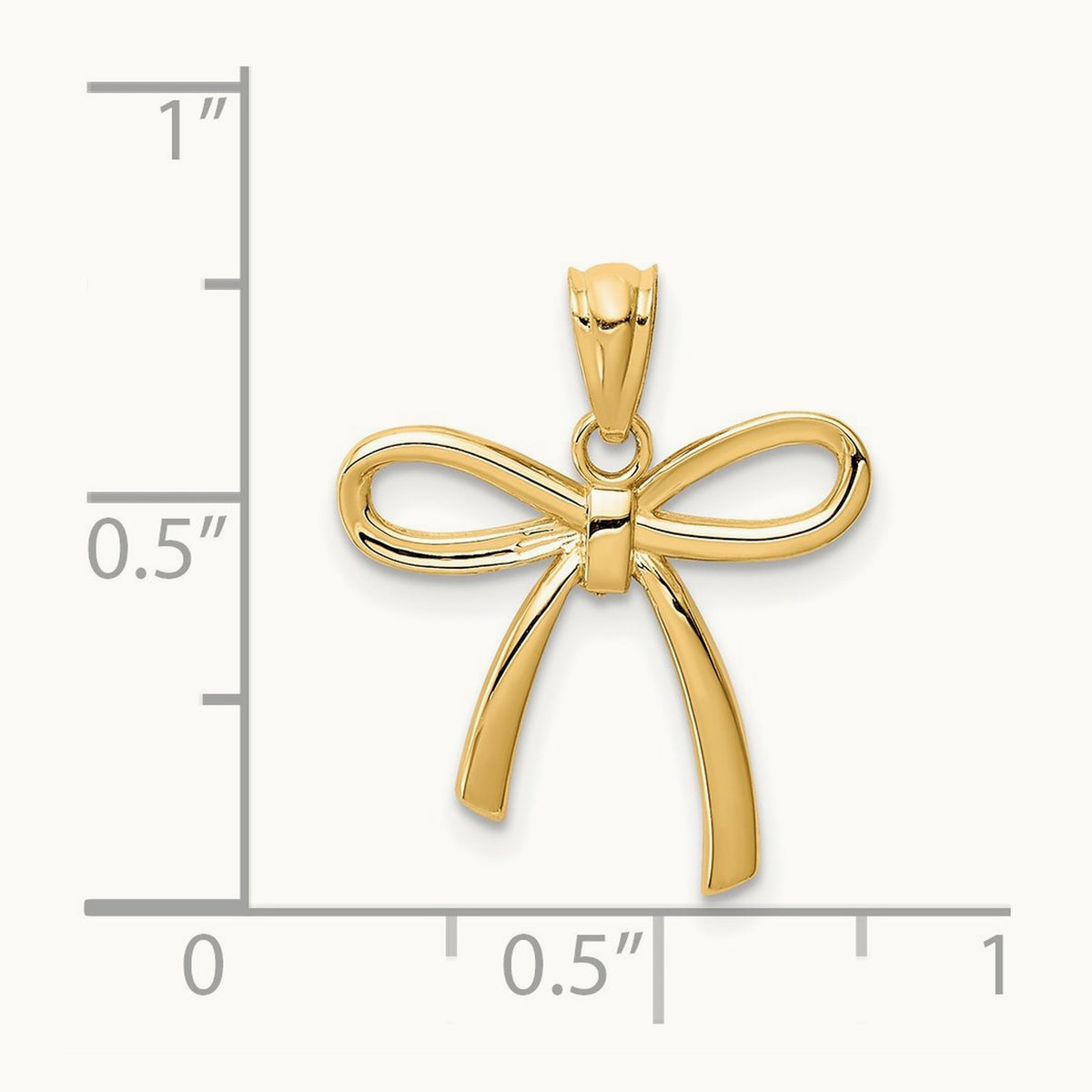 Polished Small Ribbon Bow Pendant, 14K Gold