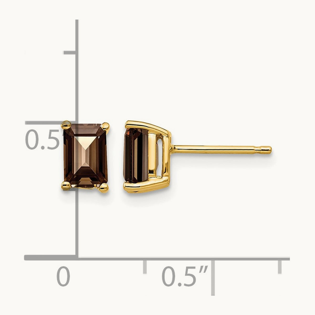 6x4 Emerald Smoky Quartz Earrings, 14K