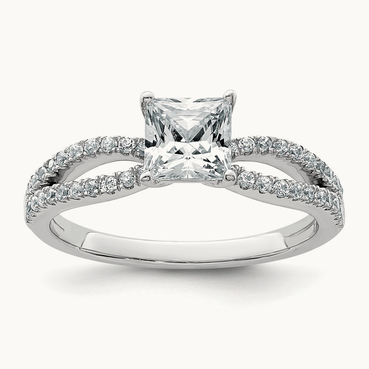 Princess Engagement Ring, 1.25-2.75 ct tw Lab-Grown Diamond — 1 1/4 ct, 14K White Gold