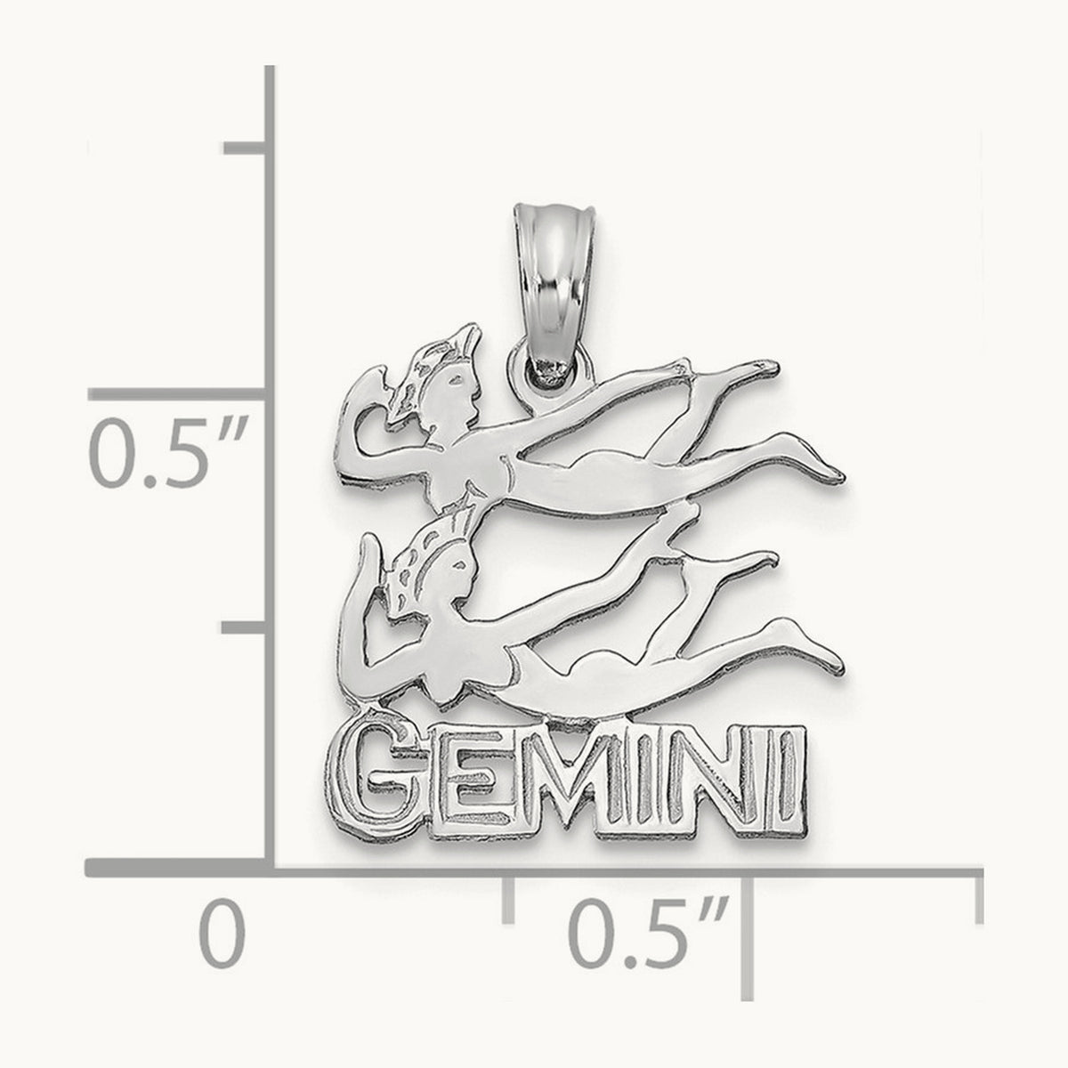 GEMINI Zodiac Charm in 14K White Gold