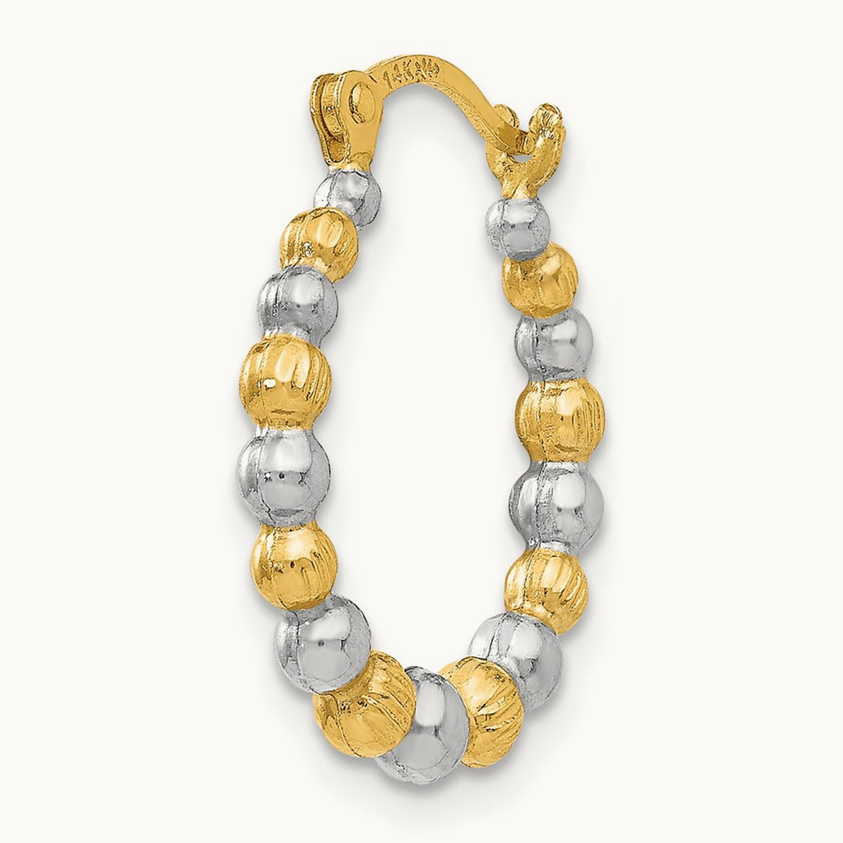 Single Beaded Hoop Earring — 14K Two-Tone Gold