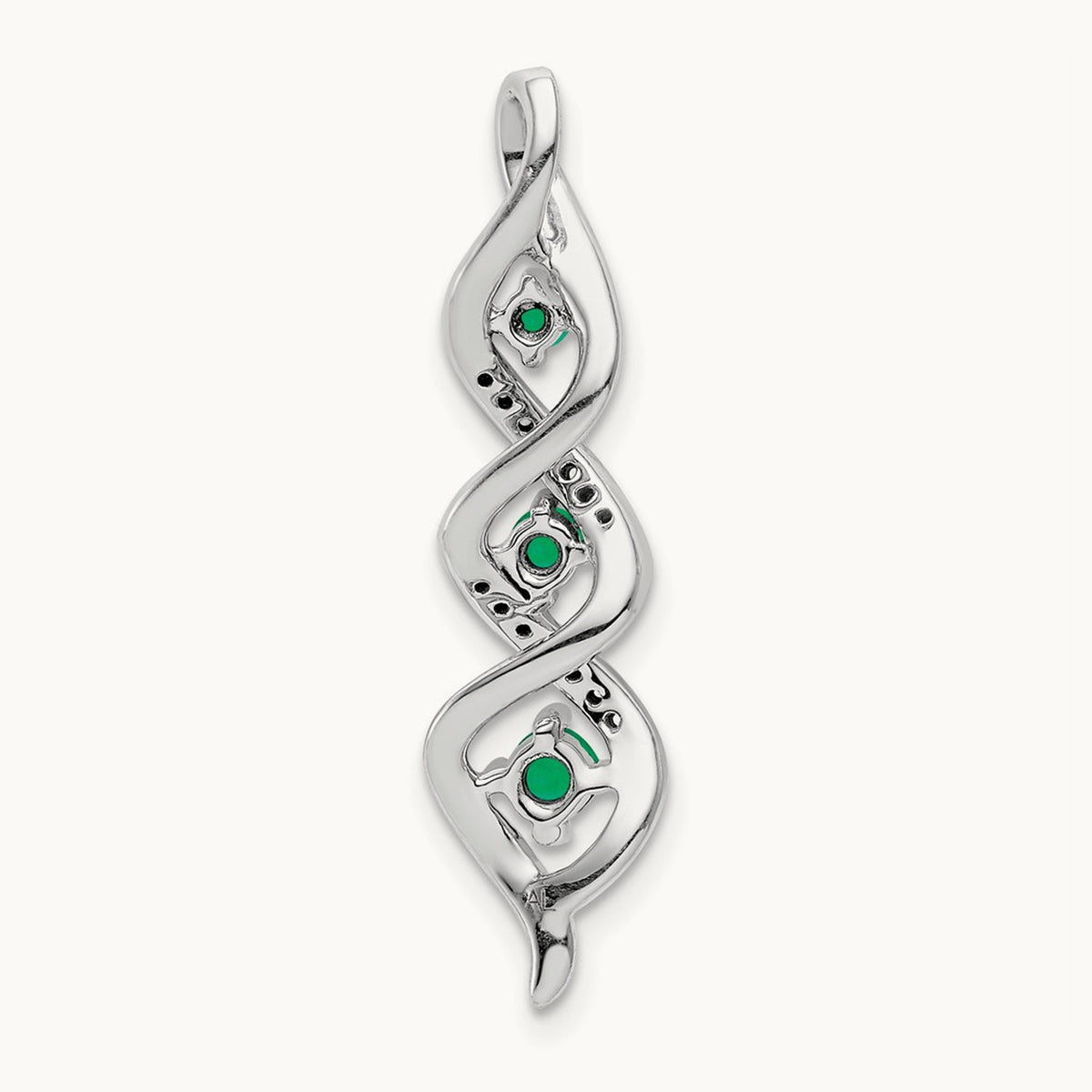 Created Emerald Twist Chain Slide Pendant, 0.07 ct tw Lab-Grown Diamond — 14K White Gold