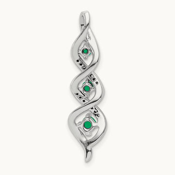 Created Emerald Twist Chain Slide Pendant, 0.07 ct tw Lab-Grown Diamond — 14K White Gold