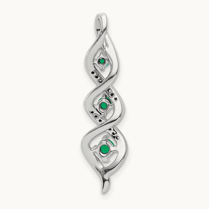 Created Emerald Twist Chain Slide Pendant, 0.07 ct tw Lab-Grown Diamond — 14K White Gold