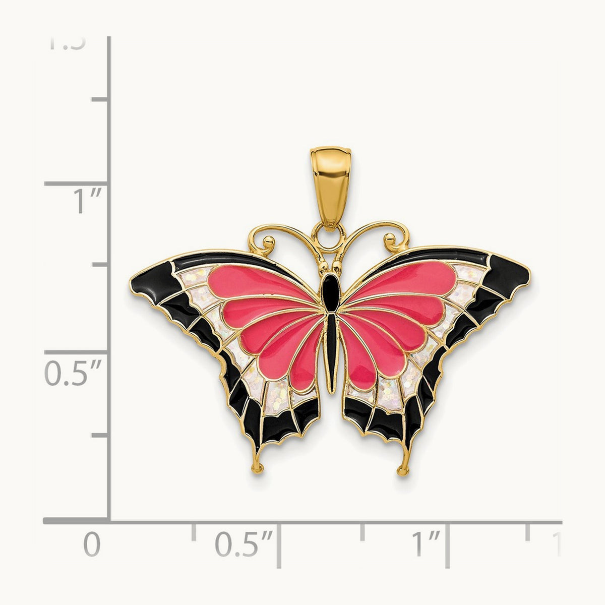 Enameled Butterfly Pendant, 14K