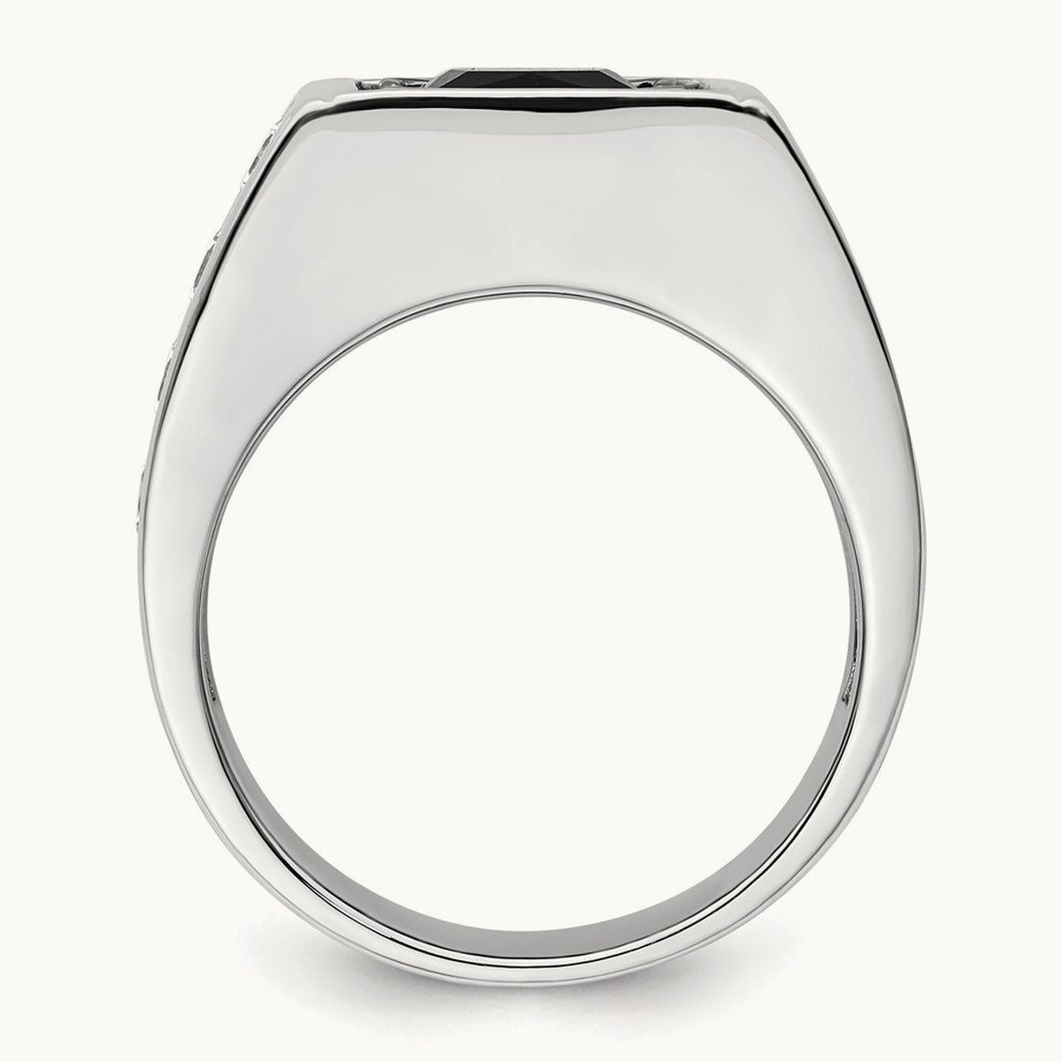 Black Rh & Onyx Ring, 1.25 ct tw Lab-Grown Diamond