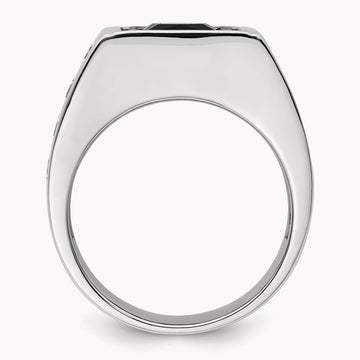 Black Rh & Onyx Ring, 1.25 ct tw Lab-Grown Diamond