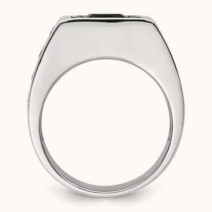 Black Rh & Onyx Ring, 1.25 ct tw Lab-Grown Diamond