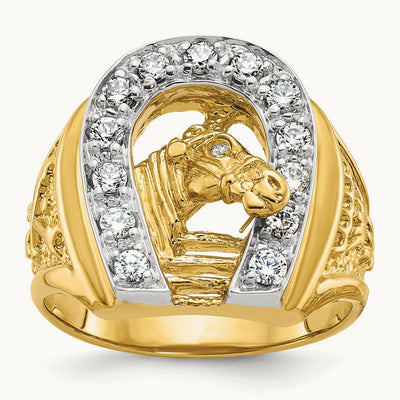 IBGoodman Men's Horse and Horseshoe Diamond Complete Ring, 14K Two-tone