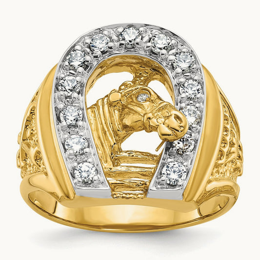 IBGoodman Men's Horse and Horseshoe Diamond Complete Ring, 14K Two-tone