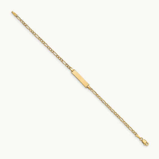 Semi-Solid Polished Figaro ID Bracelet, 14K
