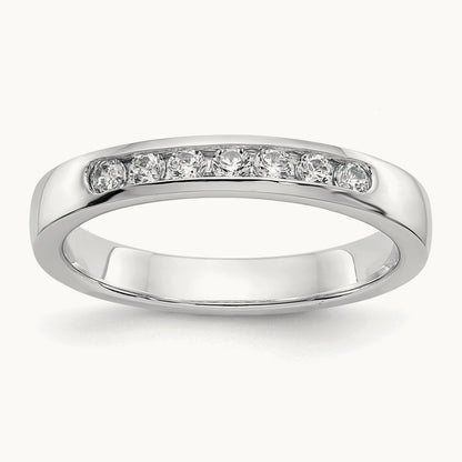 Setting: 7- Stone Closed Channel Band Mounting, 2mm — 14K White Gold
