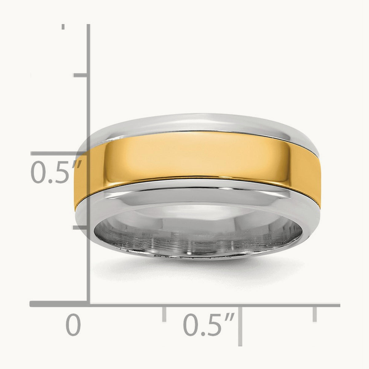 W/Y Beveled Edge Wedding Band, 8mm, 14K Two-tone