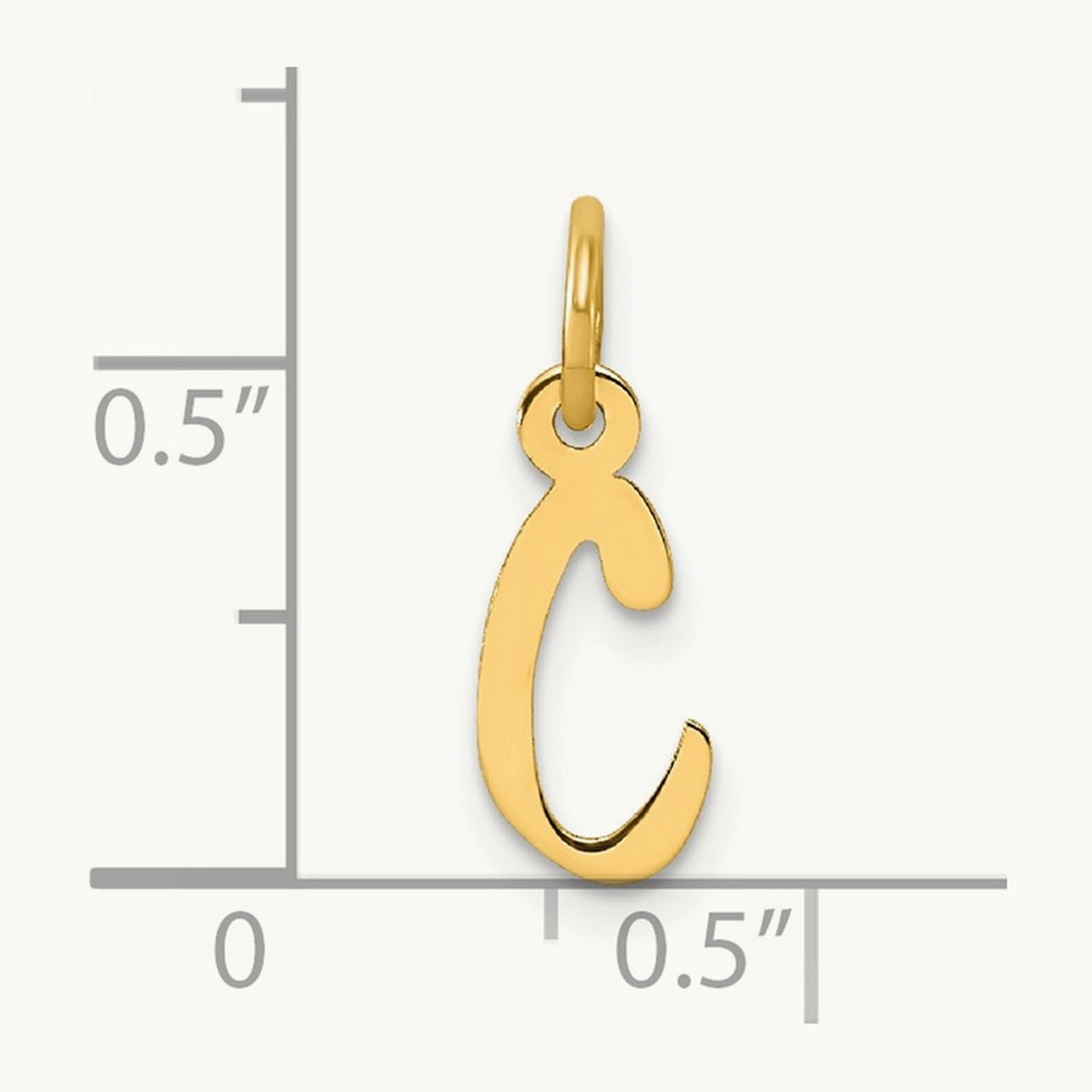 Small Slanted Block Initial Charm — 14K Yellow Gold, C