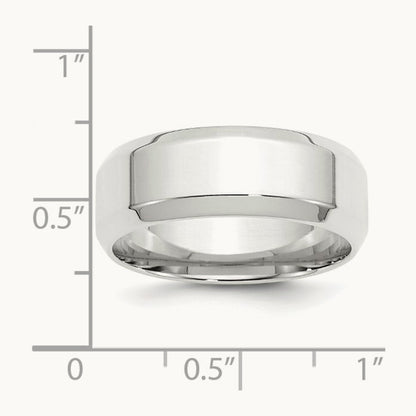 Bevel Edge Comfort Fit Band, 8mm, 10K White Gold