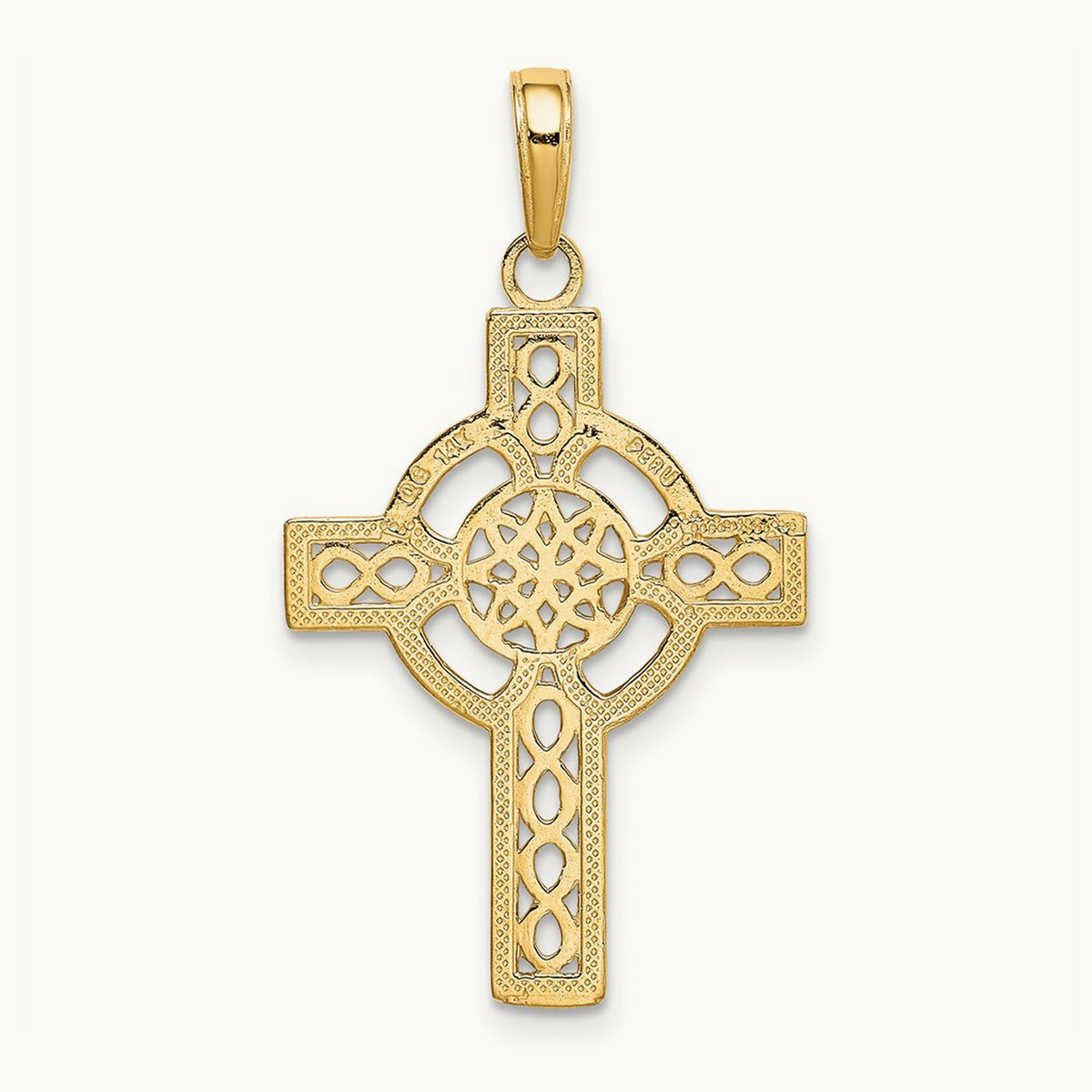 Diamond-cut Celtic Cross Pendant — 14K Yellow Gold