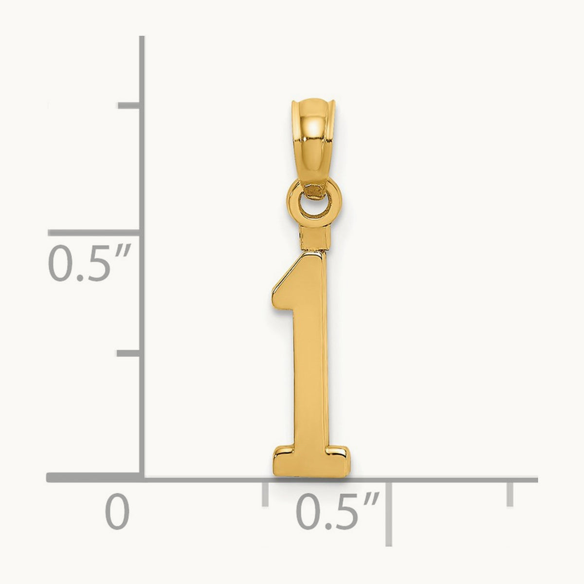Polished Number 1 Pendant — 14K Yellow Gold, 18.83mm