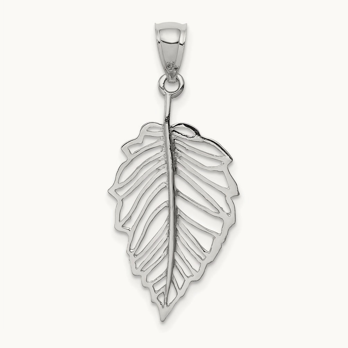 Polished Leaf Pendant, 14K White
