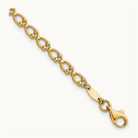 Polished Fancy Link 7in Bracelet, 14K