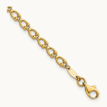 Polished Fancy Link 7in Bracelet, 14K