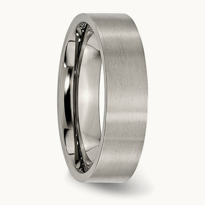 Brushed Flat Band, 6mm, Titanium