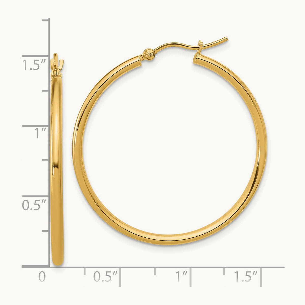 Polished 2x35mm Hoop Earrings, 14K — Leslie's
