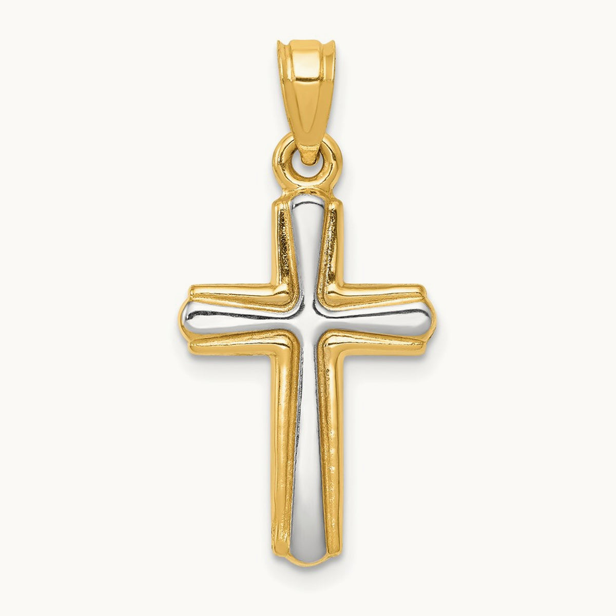 w/Rhodium Cross Pendant, 14K