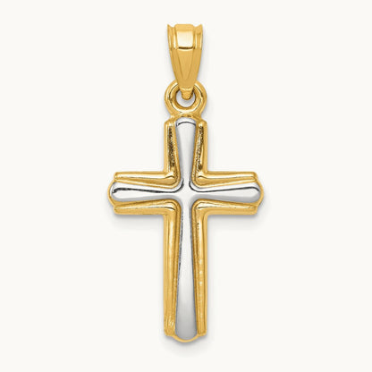 w/Rhodium Cross Pendant, 14K