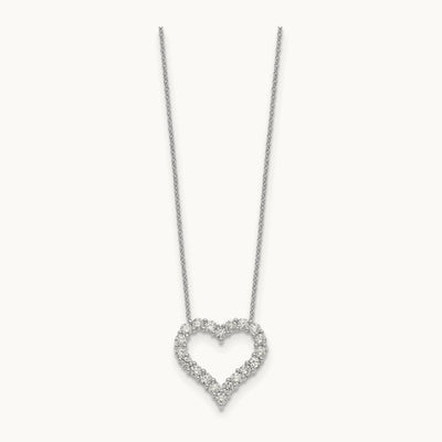 Diamond Heart 18 inch Necklace, 14K White Gold