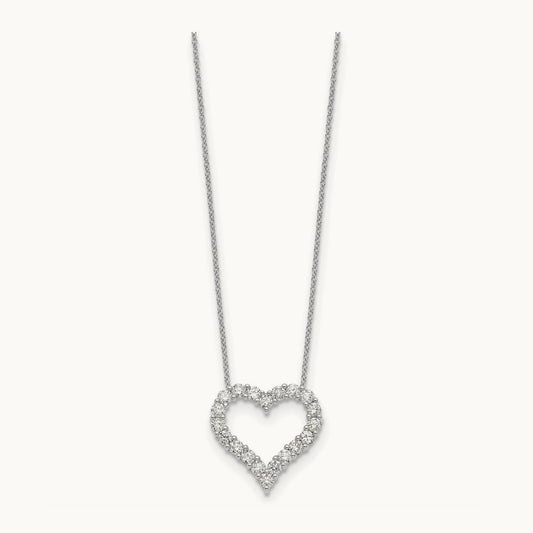 Diamond Heart 18 inch Necklace, 14K White Gold