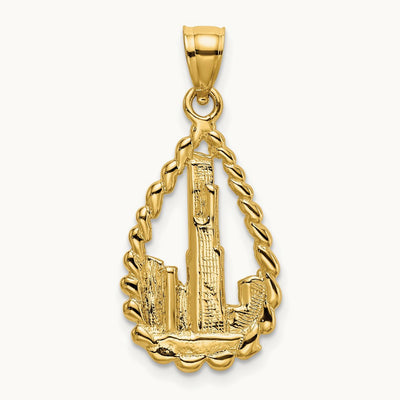 Chicago Skyline/Willis Tower Teardrop Charm, 14K