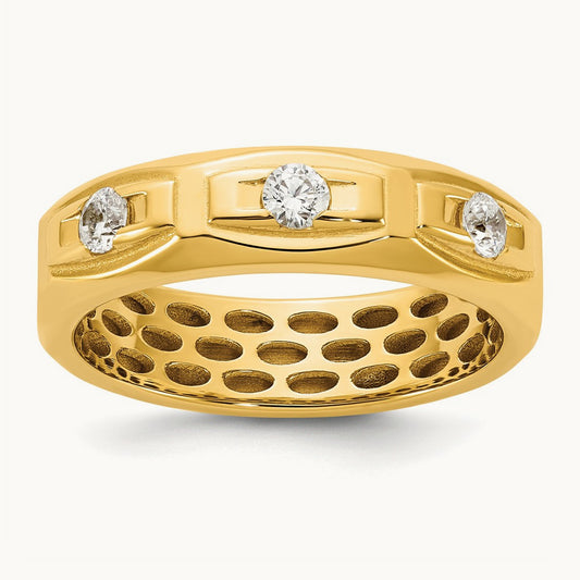 IB Goodman Mens Satin Complete 1/3ct Diamond Ring, 14K Yellow Gold