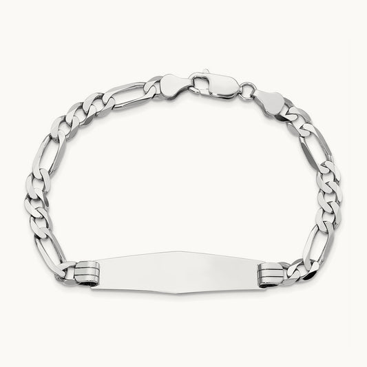 WG Figaro Link Soft Diamond Shape ID Bracelet, 14K