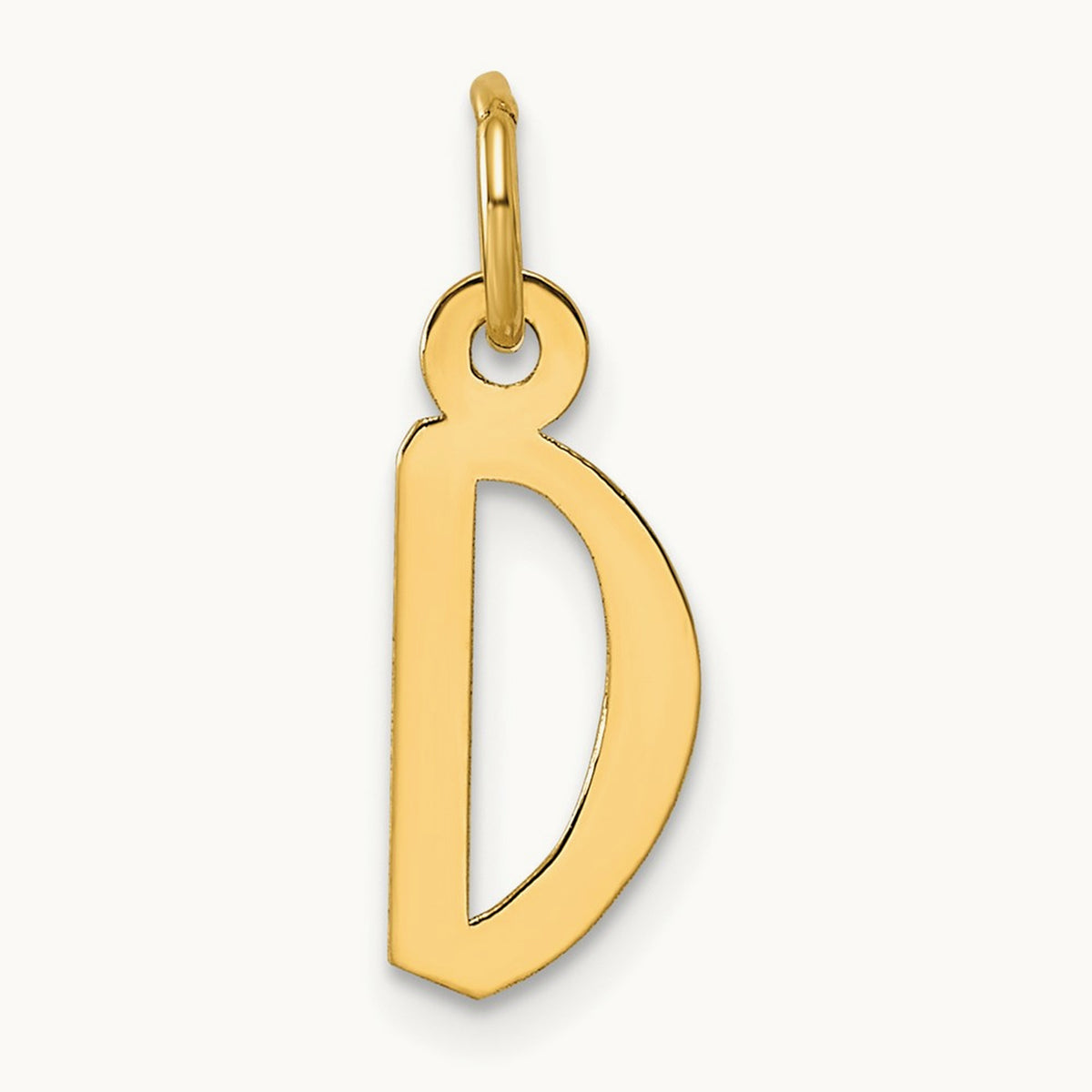 Slanted Block Initial Charm — 14K Yellow Gold, D