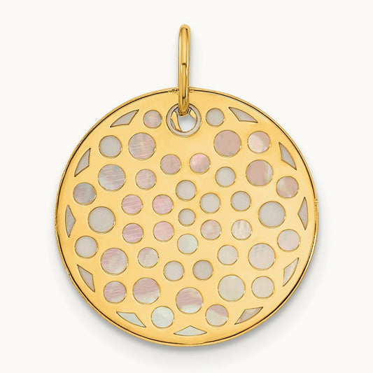 Polished Mother of Pearl Earth Pendant, 14K