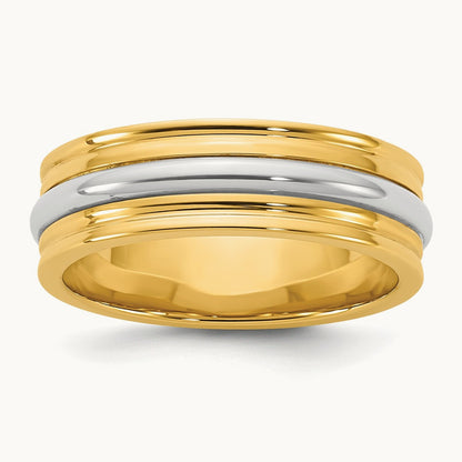 Y/W Single Banded Wedding Band, 6mm, 14K Two-tone
