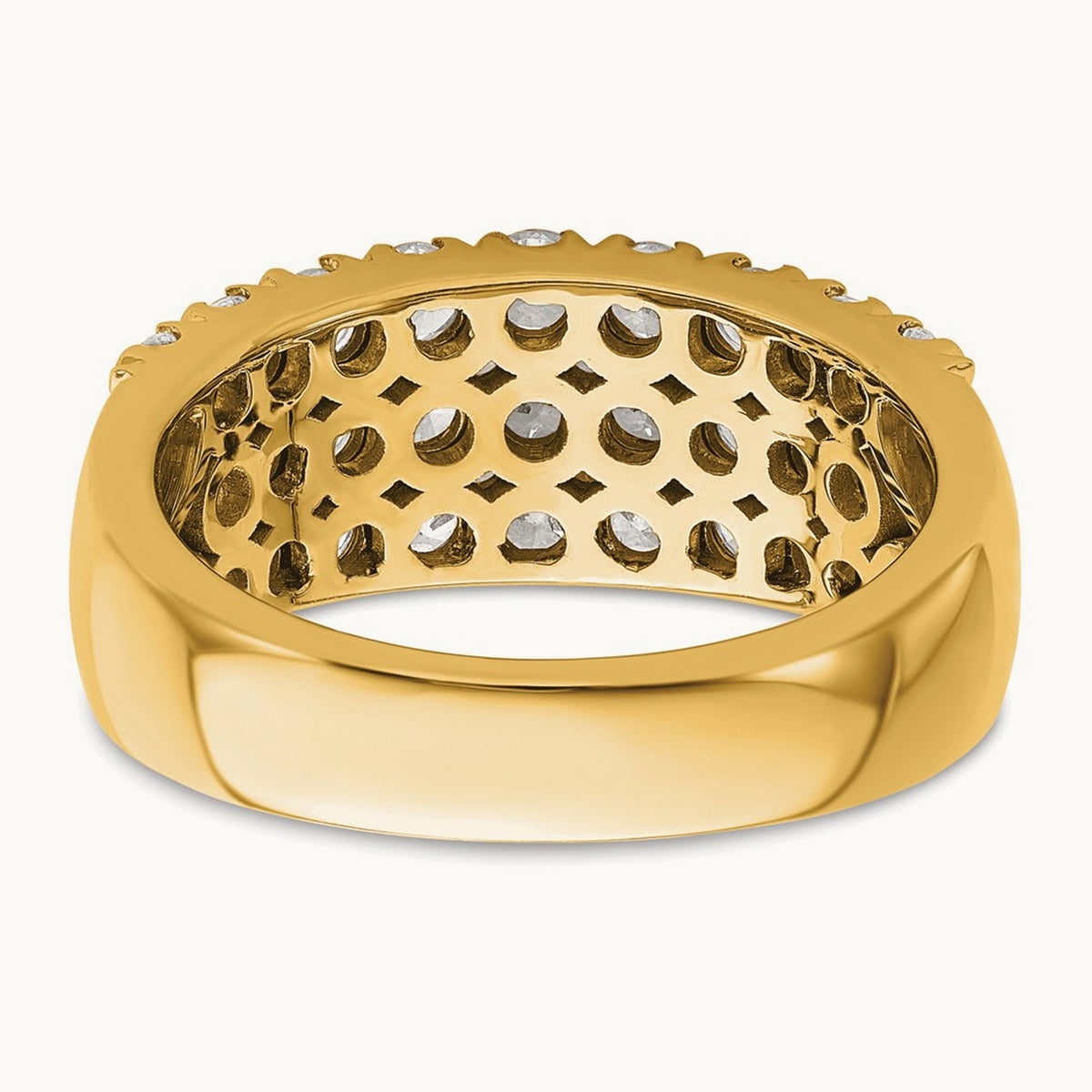 Triple Row Band, 1.50-3.00 ct tw Lab-Grown Diamond — 1 1/2 ct, 14K Yellow Gold, 7