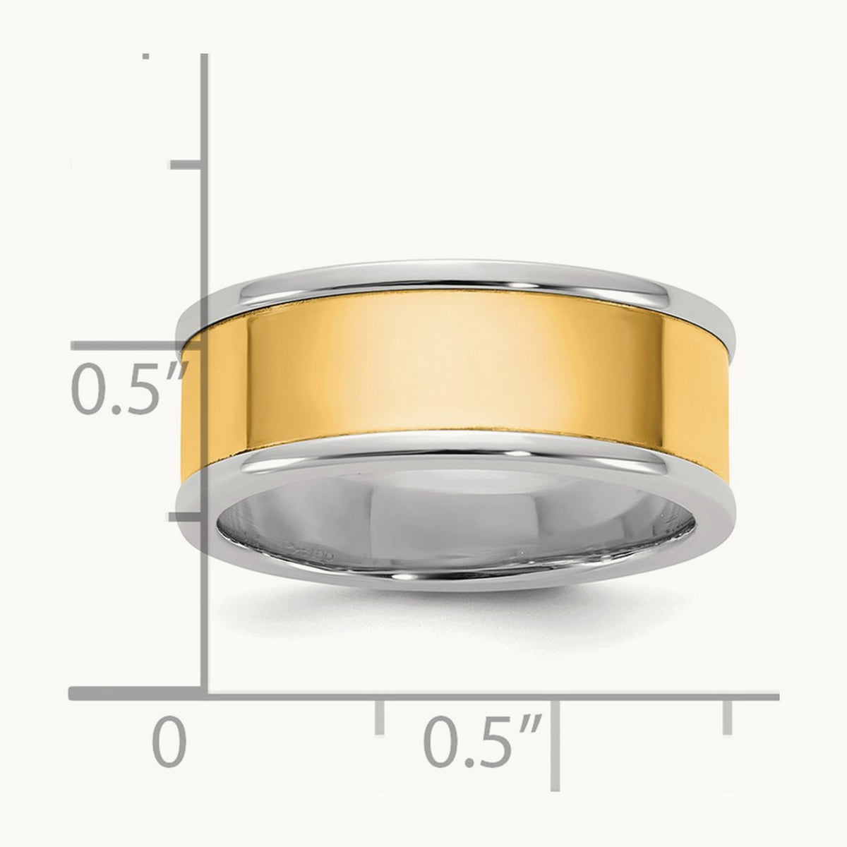 W/Y Step Up Flat Edge Wedding Band, 8mm, 14K Two-tone