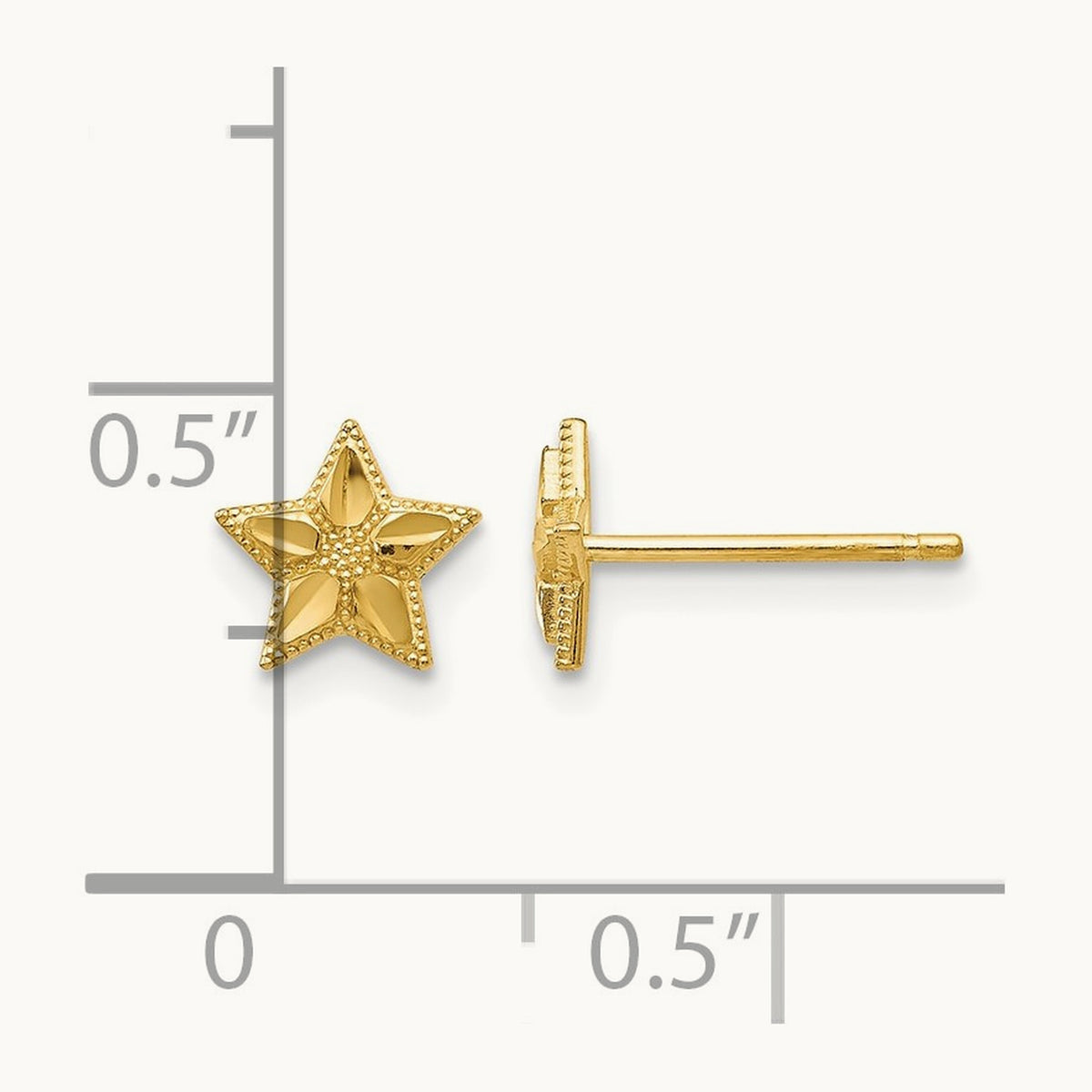 Polished and D/C Star Post Earrings, 14K