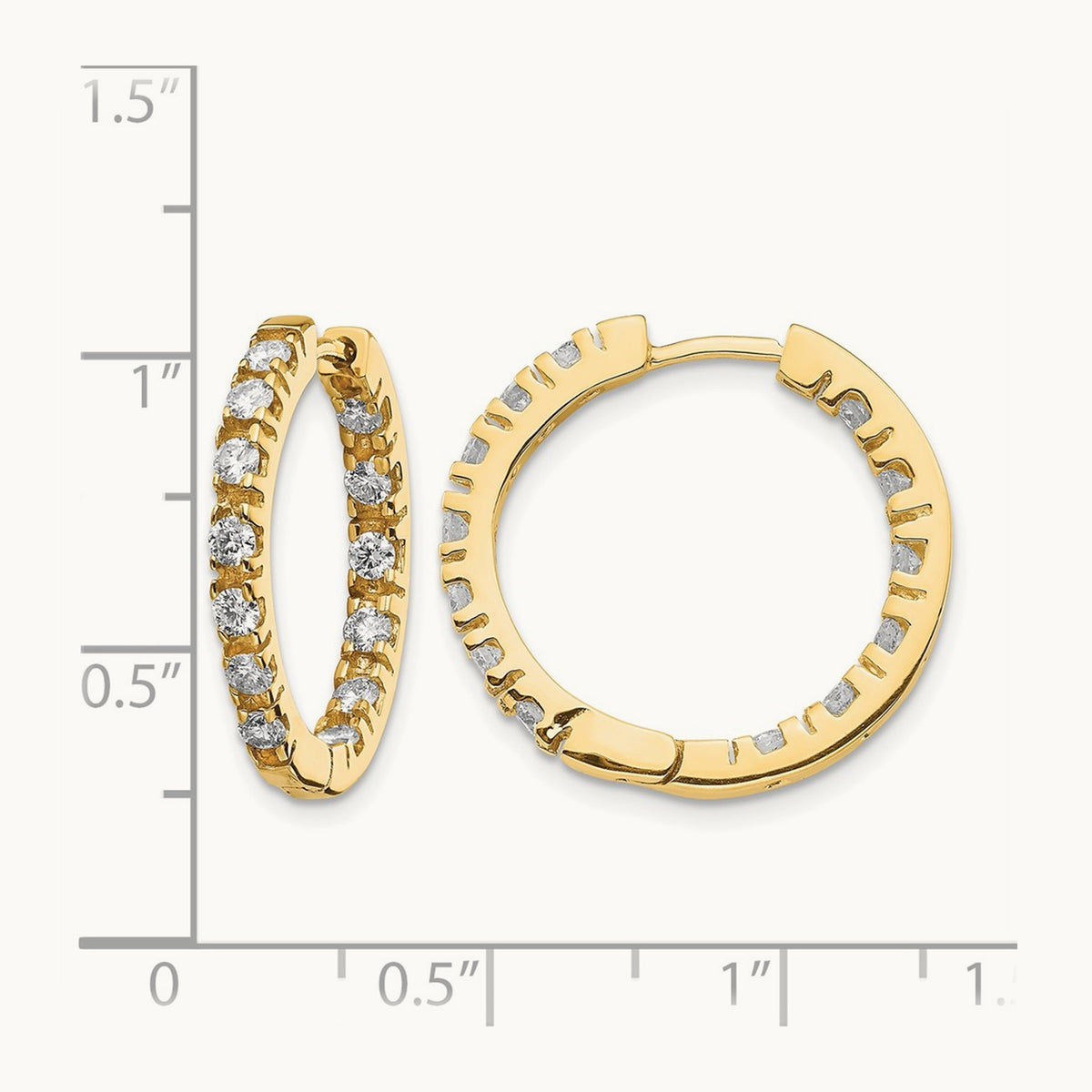 AA Diamond Hinged Hoop Earrings, 14K