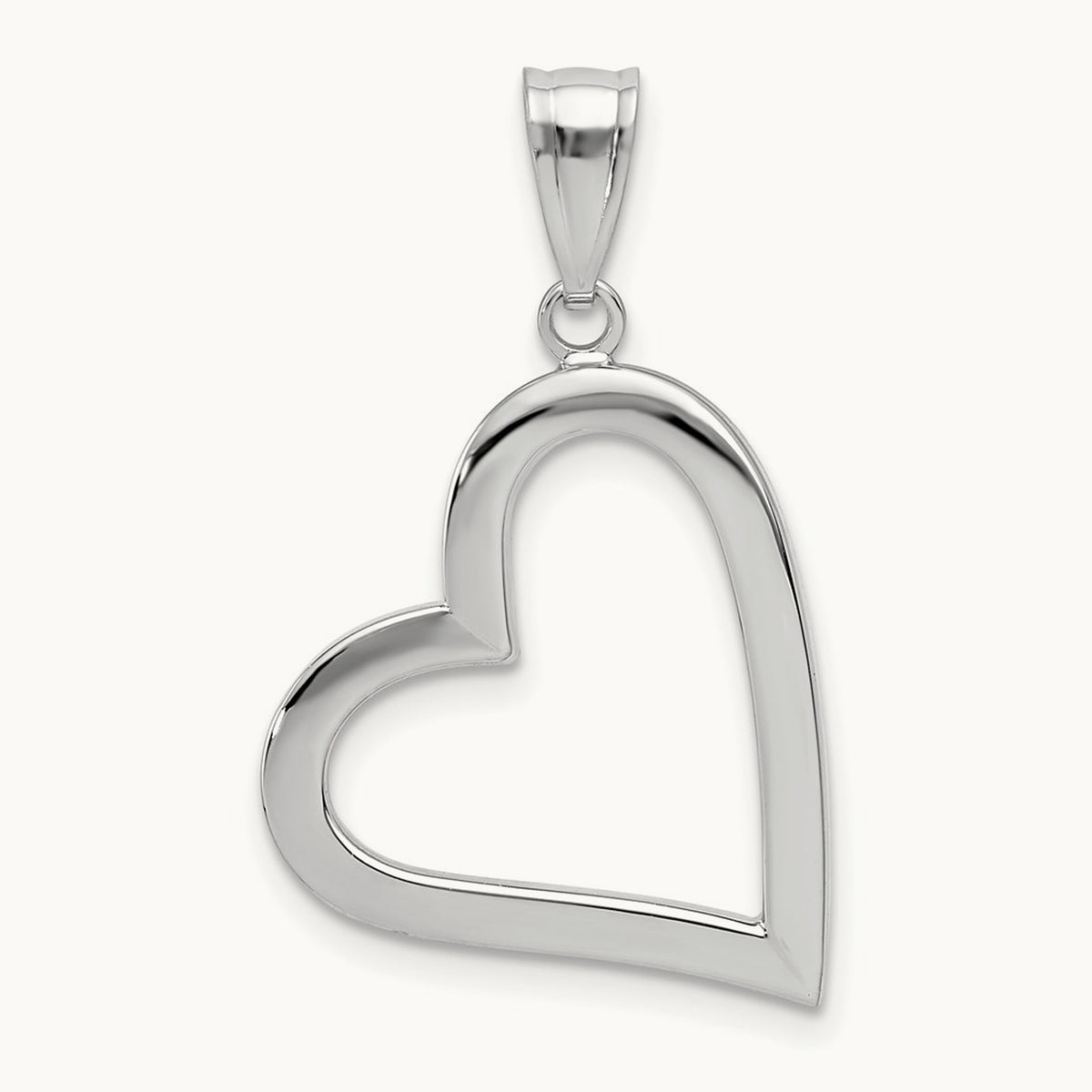 Polished Hollow Heart Pendant, 14K White Gold