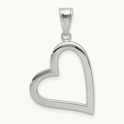 Polished Hollow Heart Pendant, 14K White Gold